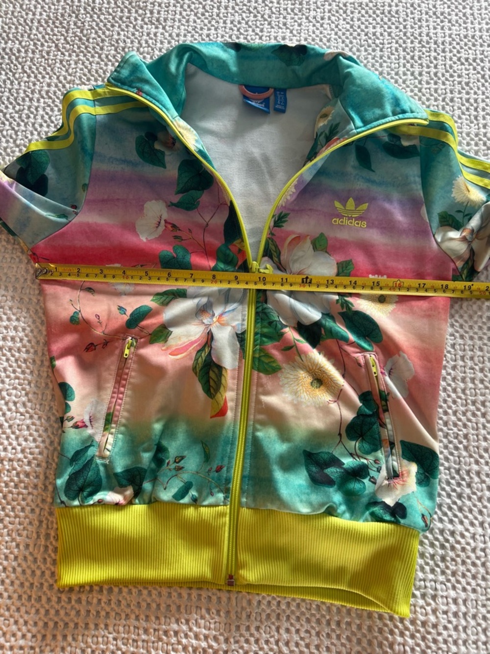 Adidas X Farm Rio Firebird Neon Floralina Track Rare Jacket Size 8 USA or 12 UK. - Picture 8 of 12